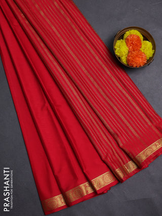 Red Semi Mysore Silk Saree