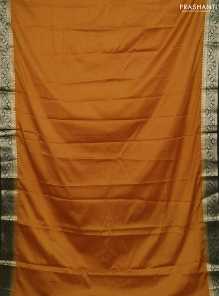 Mustard Yellow & Green Semi Mysore Silk Saree