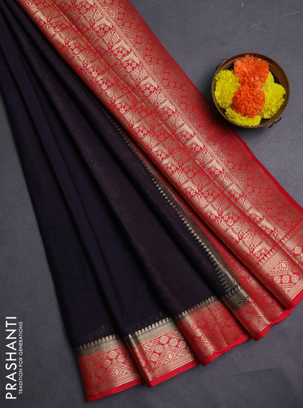 Jamun & Red Semi Mysore Silk Saree
