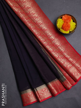Jamun & Red Semi Mysore Silk Saree