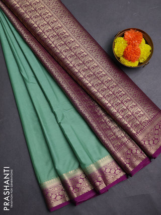 Pastel Green & Purple Semi Mysore Silk Saree