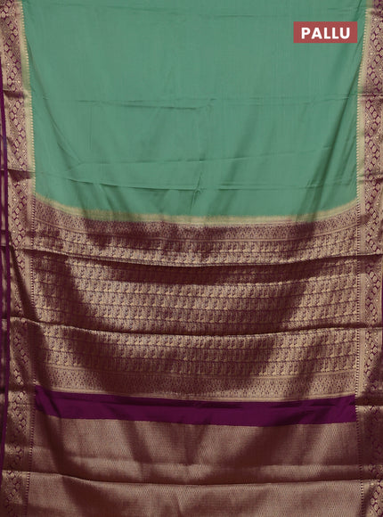 Pastel Green & Purple Semi Mysore Silk Saree