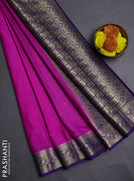 Pink & Violet Semi Mysore Silk Saree