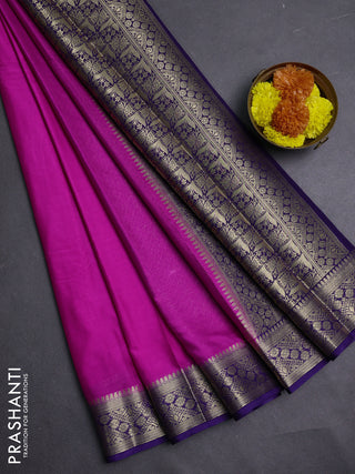 Pink & Violet Semi Mysore Silk Saree