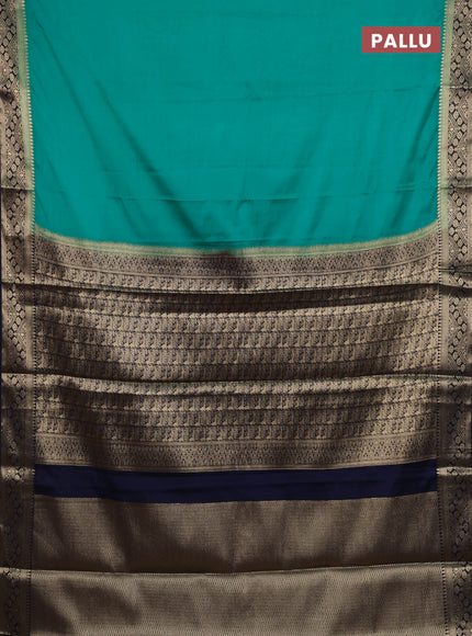 Teal Green & Navy Blue Semi Mysore Silk Saree