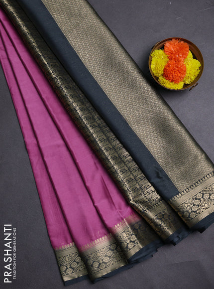Mauve Pink & Elephant Grey Semi Mysore Silk Saree