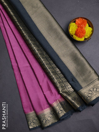 Mauve Pink & Elephant Grey Semi Mysore Silk Saree