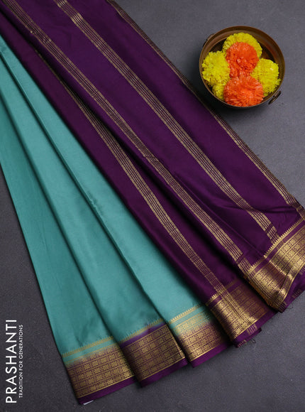 Pastel Green & Purple Semi Mysore Silk Saree