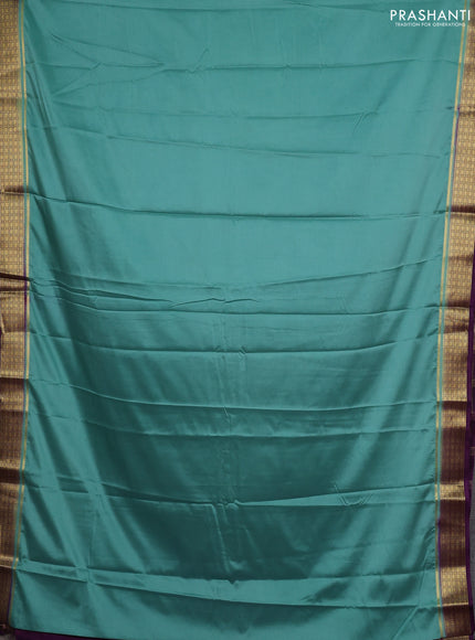 Pastel Green & Purple Semi Mysore Silk Saree