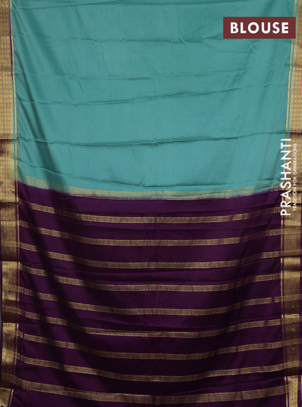 Pastel Green & Purple Semi Mysore Silk Saree