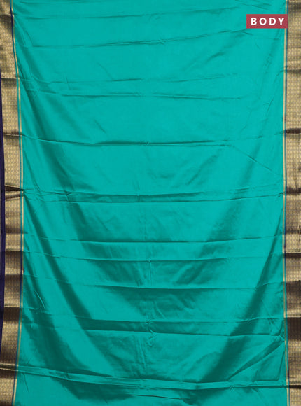 Teal Green & Navy Blue Semi Mysore Silk Saree