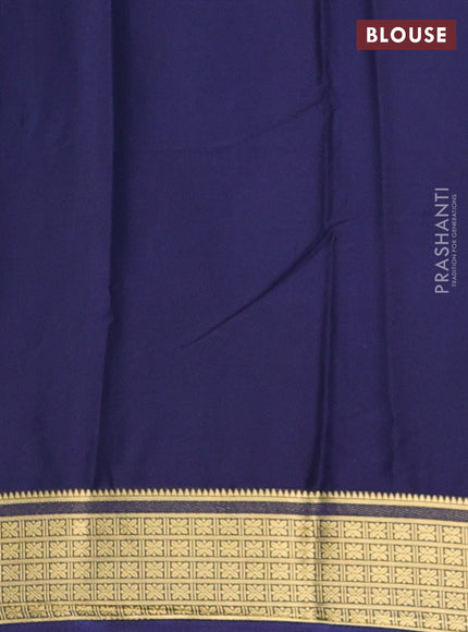 Teal Green & Navy Blue Semi Mysore Silk Saree