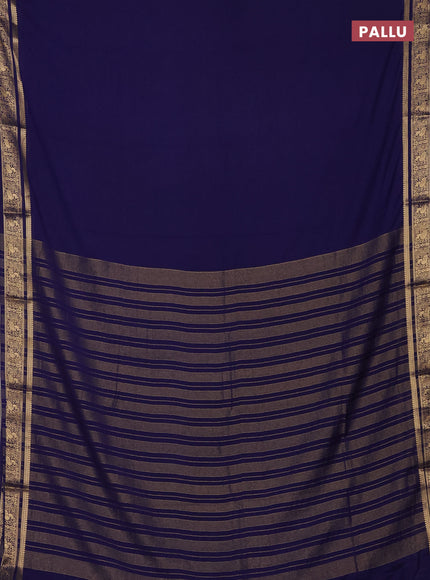 Navy Blue Semi Mysore Silk Saree