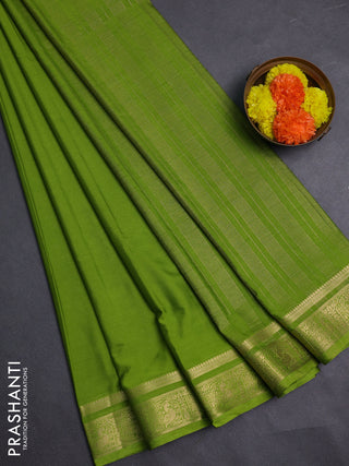 Lime Green Semi Mysore Silk Saree