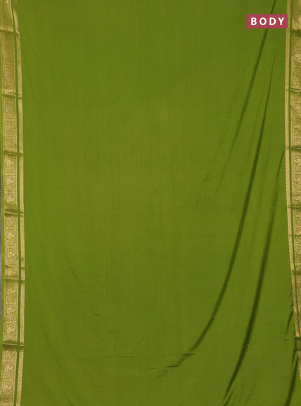 Lime Green Semi Mysore Silk Saree
