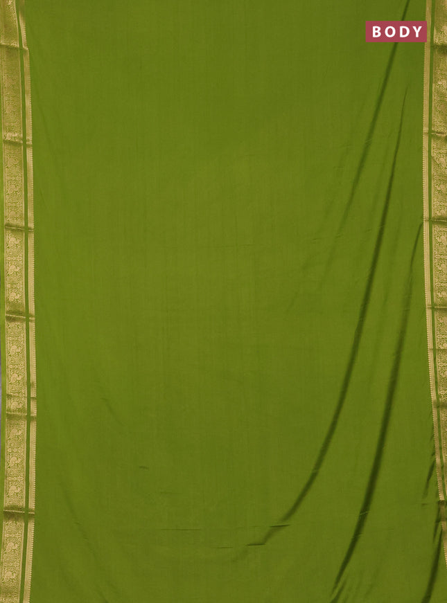 Lime Green Semi Mysore Silk Saree