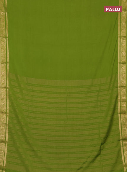 Lime Green Semi Mysore Silk Saree