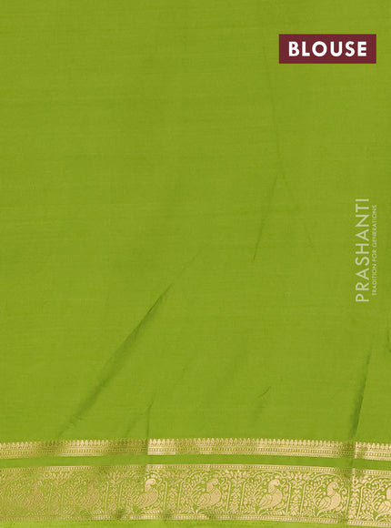 Lime Green Semi Mysore Silk Saree
