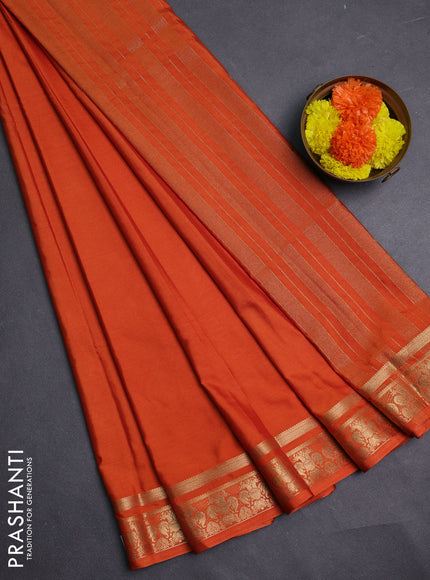 Rust Semi Mysore Silk Saree