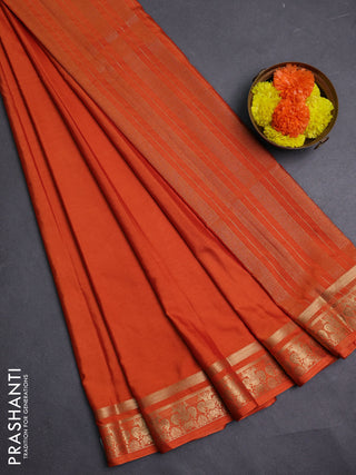 Rust Semi Mysore Silk Saree
