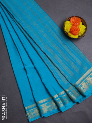 Teal Blue Semi Mysore Silk Saree
