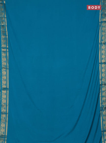 Teal Blue Semi Mysore Silk Saree