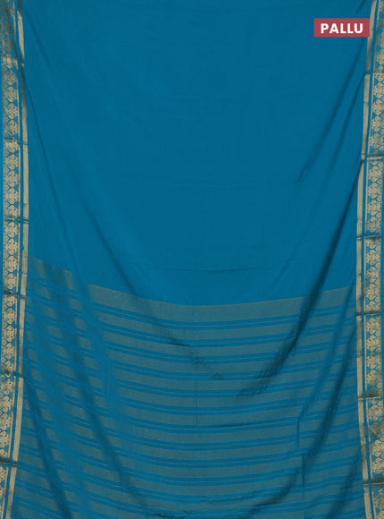 Teal Blue Semi Mysore Silk Saree