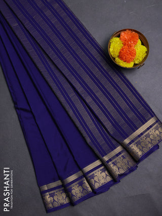 Navy Blue Semi Mysore Silk Saree
