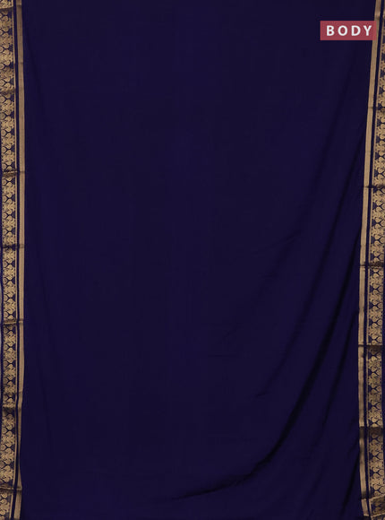 Navy Blue Semi Mysore Silk Saree