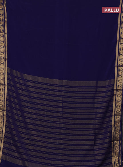 Navy Blue Semi Mysore Silk Saree