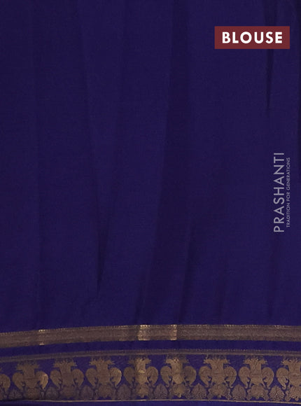Navy Blue Semi Mysore Silk Saree