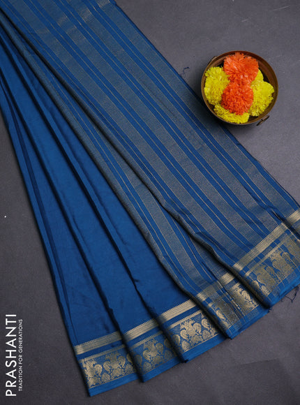 Peacock Blue Semi Mysore Silk Saree