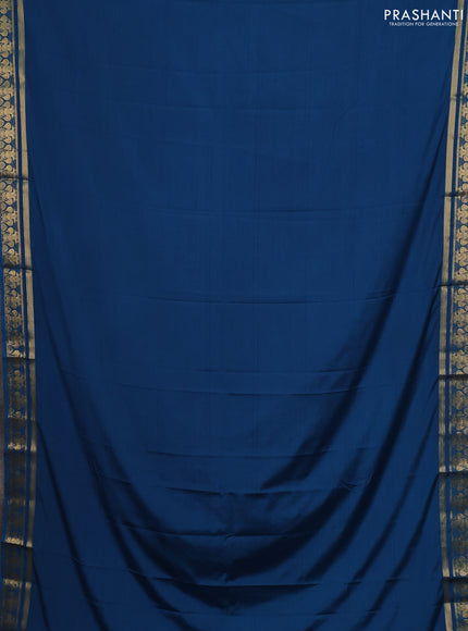 Peacock Blue Semi Mysore Silk Saree