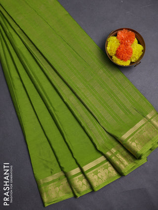 Lime Green Semi Mysore Silk Saree