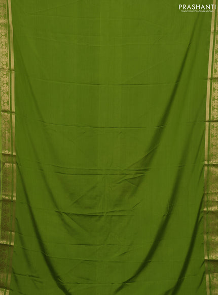 Lime Green Semi Mysore Silk Saree