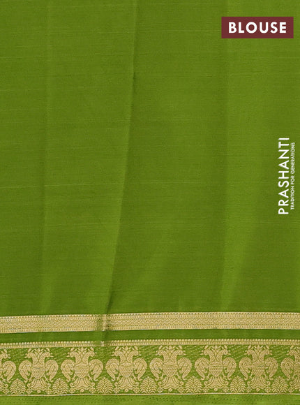 Lime Green Semi Mysore Silk Saree