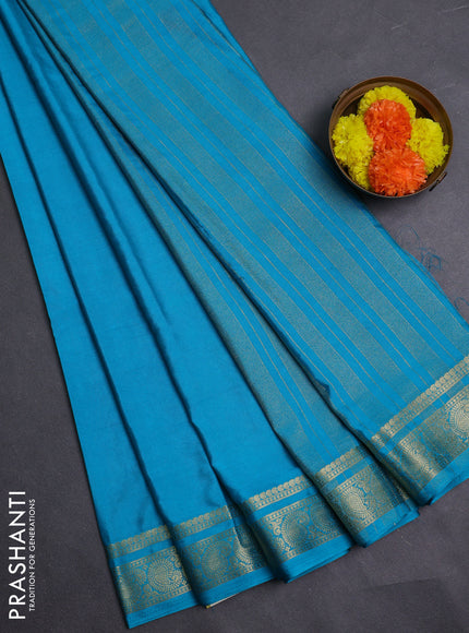 Teal Blue Semi Mysore Silk Saree