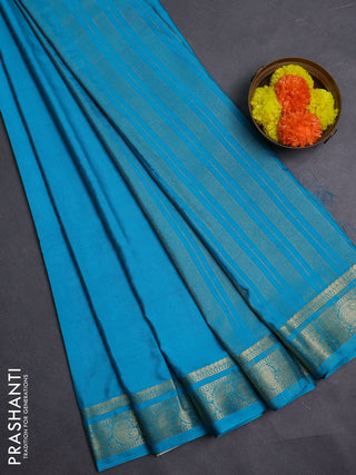 Teal Blue Semi Mysore Silk Saree