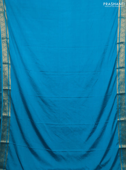 Teal Blue Semi Mysore Silk Saree
