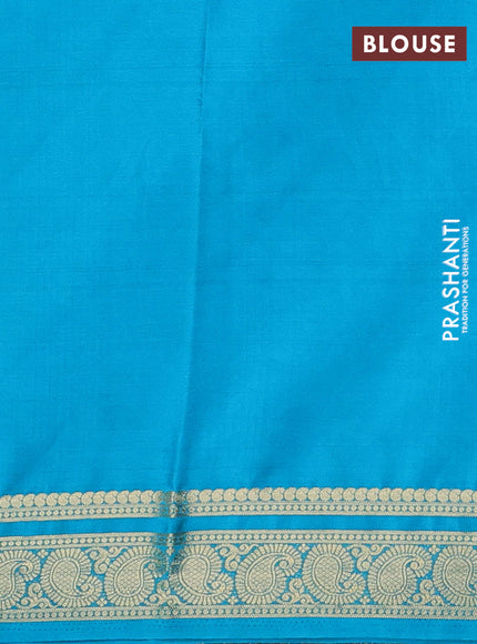 Teal Blue Semi Mysore Silk Saree