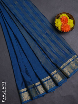 Peacock Blue Semi Mysore Silk Saree