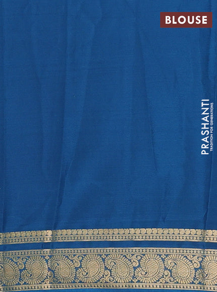Peacock Blue Semi Mysore Silk Saree