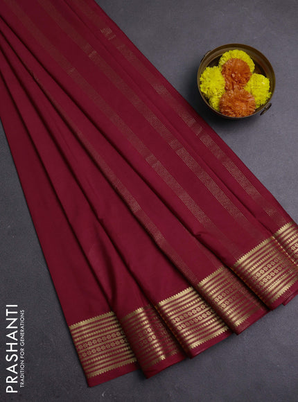Maroon Semi Mysore Silk Saree