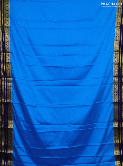 Teal Blue & Navy Blue Semi Mysore Silk Saree