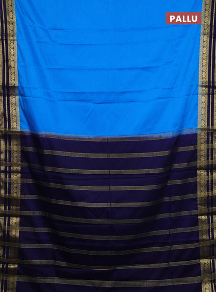 Teal Blue & Navy Blue Semi Mysore Silk Saree