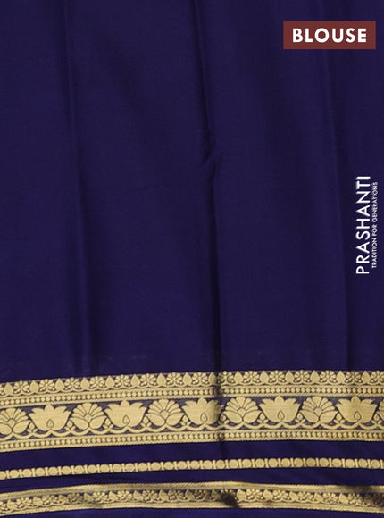 Teal Blue & Navy Blue Semi Mysore Silk Saree