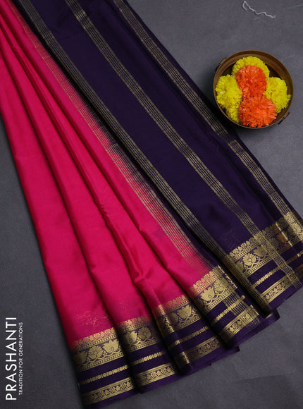 Pink & Violet Semi Mysore Silk Saree