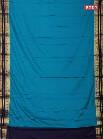 Peacock Green & Navy Blue Semi Mysore Silk Saree
