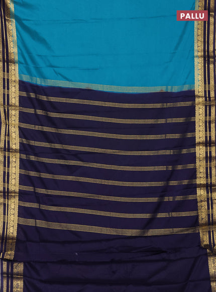 Peacock Green & Navy Blue Semi Mysore Silk Saree