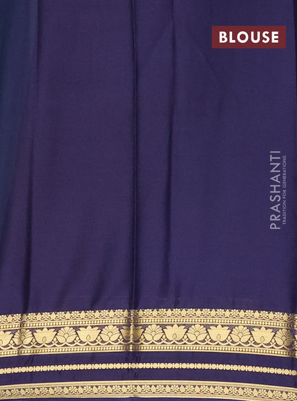 Peacock Green & Navy Blue Semi Mysore Silk Saree